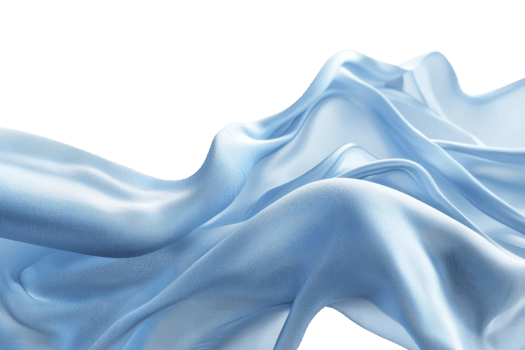 Elegant flowing blue silk fabric creating waves, isolated on transparent background. Ideal for luxury, fashion, or textile-themed projects. png