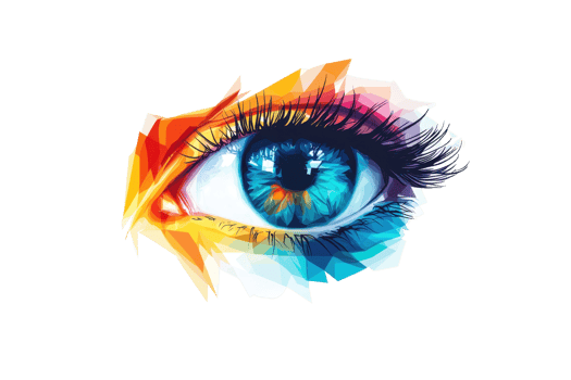 Vibrant digital artwork of a colorful eye. Perfect for design projects, advertising, and creative inspiration. png