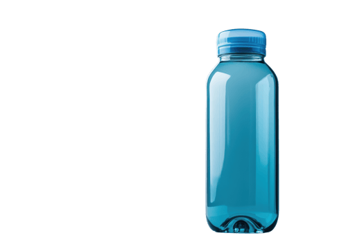Blue plastic bottle standing isolated on transparent background. ideal for packaging and branding presentations or product mockups. png