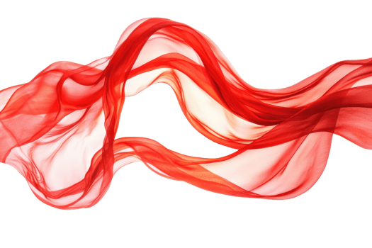 Vibrant red and white flowing silk fabric isolated on transparent background. creating a sense of movement and elegance. png
