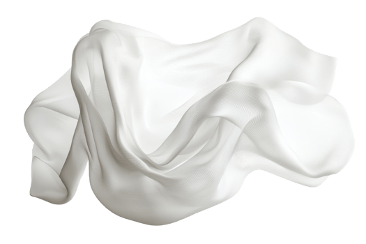 White fabric in motion, creating elegant waves and folds, isolated on a transparent background, perfect for design and creative projects. png