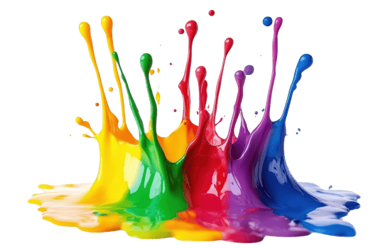 Vibrant splashes of colorful paint create a dynamic and vivid visual effect. Perfect for artistic and creative designs. png