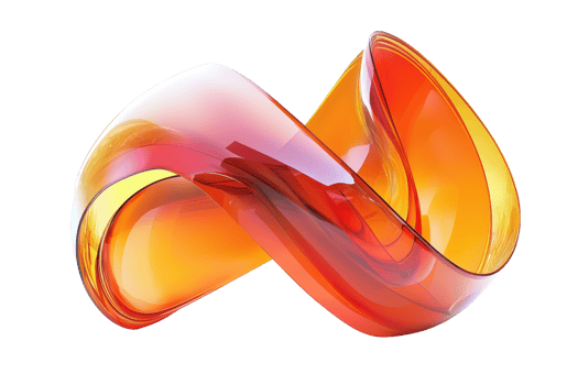 Abstract 3D rendering of fluid, colorful shape with a vibrant gradient of orange and red hues, perfect for modern graphic designs and backgrounds. png