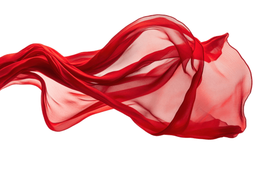 Flowing red fabric isolated on transparent background. abstract and elegant soft textile. Perfect for creative and artistic projects. png