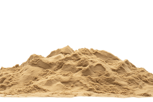 Image of a pile of fine sand isolated on a transparent background. Perfect for construction, texture, and natural material concepts. png