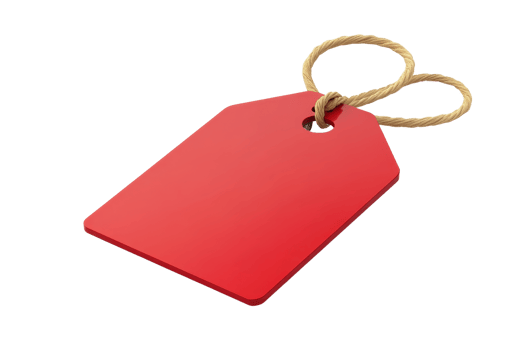 Red price tag with string isolated on transparent background. ideal for promotions, sales, and discounts in retail and marketing. png