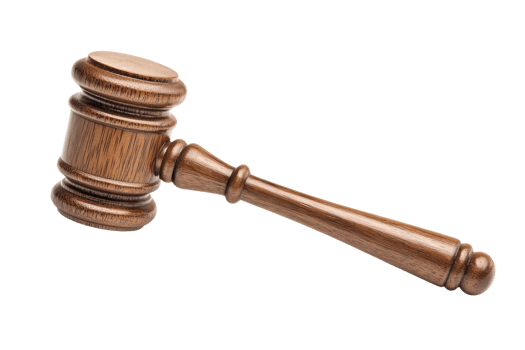 A wooden judge's gavel isolated on a transparent background. symbolizing law, justice, and authority. png