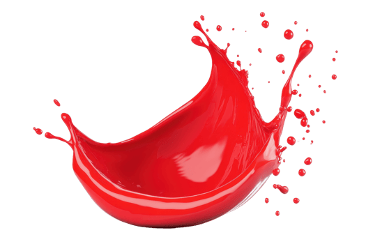 Dynamic splash of vibrant red paint captured mid-air, isolated on transparent background. symbolizing creativity and artistic expression. png