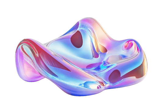 Colorful abstract 3D shape with smooth, fluid lines and a shiny, reflective surface in vibrant pink, blue, and purple hues. png