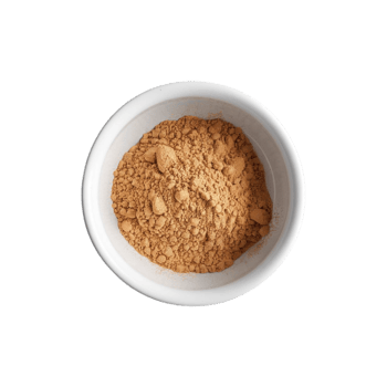 Photo taken from above showing a bowl of ginger powder on a transparent backdrop png