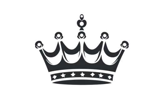 Elegant black and white illustration of a classic crown, symbolizing royalty, power, and nobility. Perfect for design or decorative purposes. png