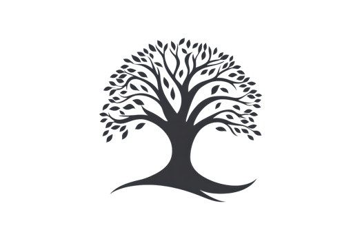 Silhouette of a stylized tree with detailed branches against a transparent background, perfect for nature and design projects. png