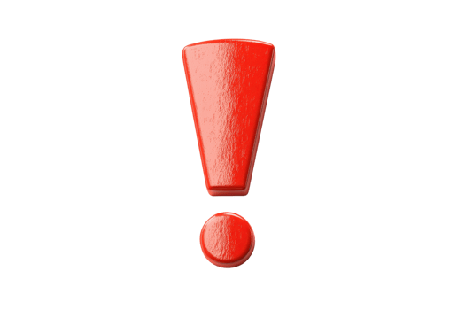 Red exclamation mark symbolizes attention, warning, or important information. Ideal for alert icons, notifications, and signage. png