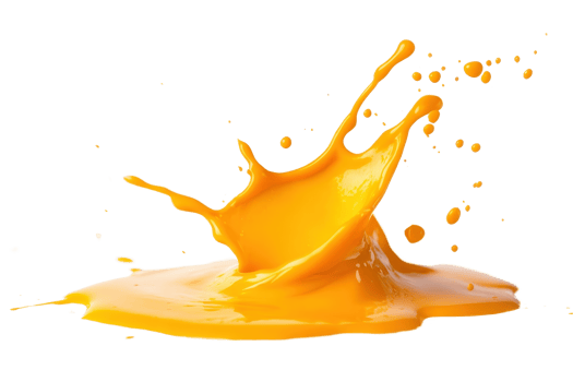 Dynamic splash of vibrant orange liquid captured mid-air, showcasing movement and energy in a high-definition stock photo. png