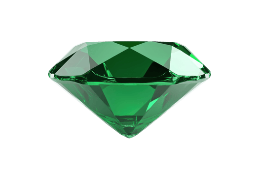 Vibrant green emerald gemstone, beautifully cut and polished, showcasing its brilliance and clarity in this captivating image. png