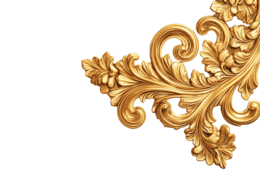 Intricate golden ornamental corner design, perfect for luxurious invitations, borders, and elegant decorative themes. png