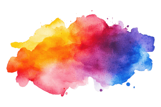 Vibrant watercolor splatter in a rainbow of colors, blending seamlessly for artistic background, DIY project, or creative design use. png