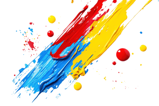 Vibrant abstract paint splash in red, blue, and yellow hues on a transparent background. capturing creativity and artistic expression. png
