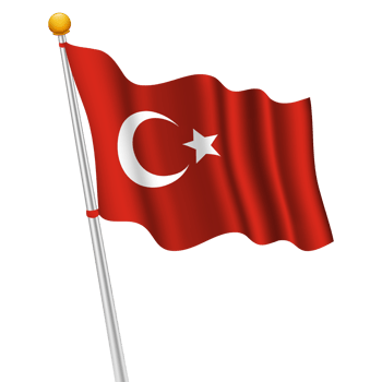 National Flag of Turkiye with Flagpole png