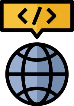 A globe with a code symbol on it vector