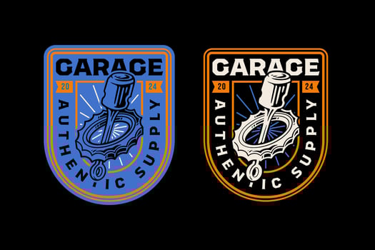 piston with gears mechanism retro badge logo design for garage, workshop, spare part, extreme sport. cogwheel with piston engine emblem logo collection for racer, motorcycle, rider, mechanic vector