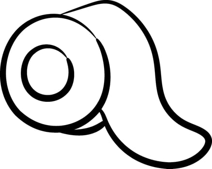 A black and white drawing of a roll of toilet paper vector