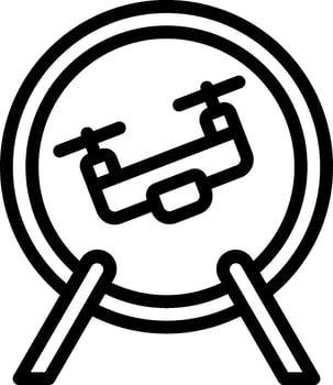 A black and white icon of a drone vector