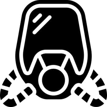 A black and white illustration of a gas mask vector