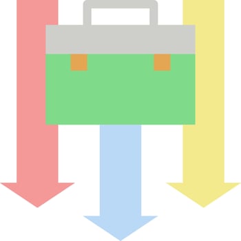 An illustration of a toolbox with arrows pointing up vector