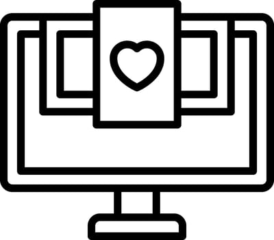 A computer monitor with a heart on it vector