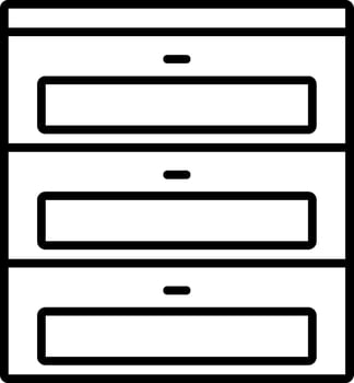 A black and white image of a file cabinet vector