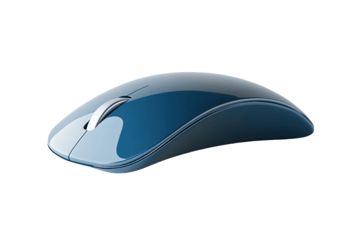 Sleek blue wireless computer mouse on a transparent background. Modern design for office or home workspaces, ensuring comfort and efficiency. png