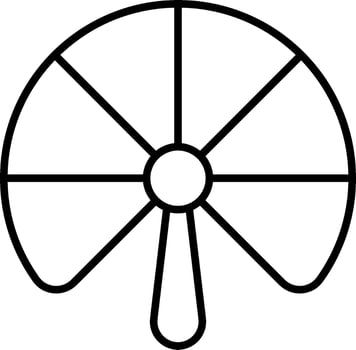 A black and white drawing of a fan vector