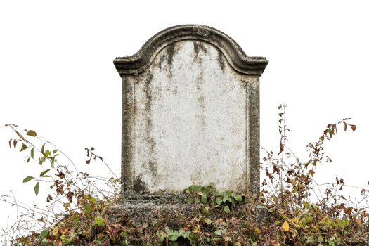 Old weathered gravestone overgrown with ivy and moss, symbolizing time, history, and remembrance in a peaceful, natural environment. png