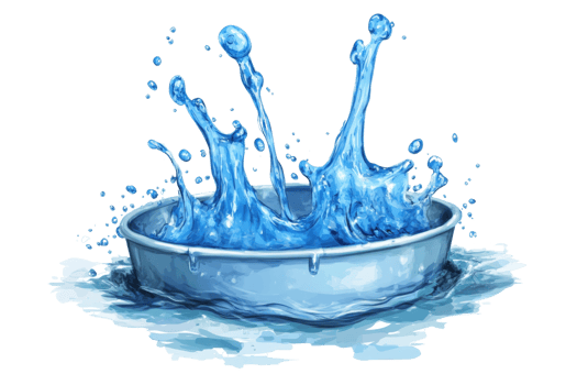 Close-up of blue water splashing in a bowl, illustrating fluid motion and the beauty of water dynamics. png