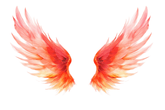 Beautiful watercolor-style red and orange angel wings illustration, perfect for fantasy designs, prints, and art projects. png