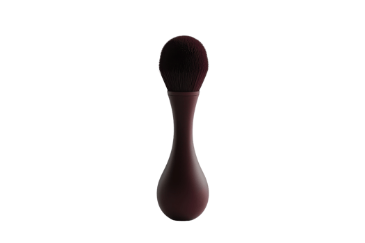 High-quality makeup brush with a sleek black design for professional cosmetic application. Perfect for blending powders and achieving a flawless finish. png