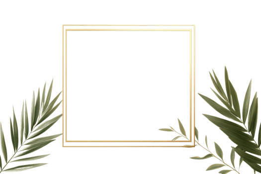 Elegant gold frame with leafy accents. Ideal for cards, invitations, and various design projects. Versatile and sophisticated design element. png