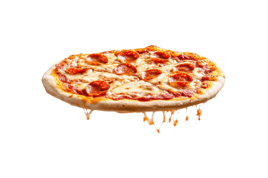 Delicious pepperoni pizza with melted cheese, perfect for any meal or occasion, showcasing a tasty and appetizing treat. png