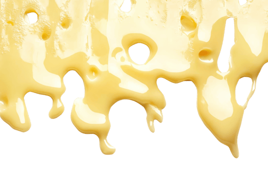 Close-up of melting cheese with holes, showcasing a delicious, gooey texture perfect for culinary imagery and food-themed designs. png