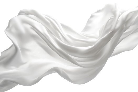 Flowing white silk fabric on a transparent background. showcasing smooth texture, elegance, and fluidity in a captivating motion. png