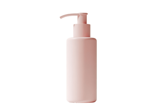 A simple, elegant pink pump bottle for soap, lotion, or other liquids. Perfect for bathroom or kitchen use, bringing a touch of style. png