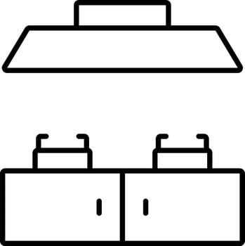 Kitchen cabinet with drawers and lights vector