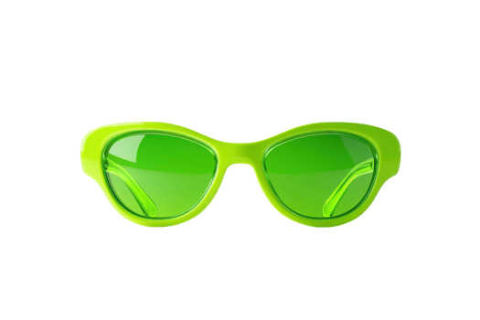 Bright green sunglasses with tinted lenses on a transparent background. Perfect for summer fashion and protecting eyes from the sun. png