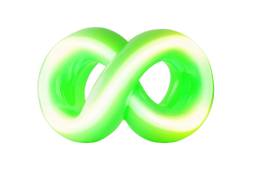 A vibrant green infinity symbol with a glowing effect, representing eternity, endlessness, and boundless possibilities. png