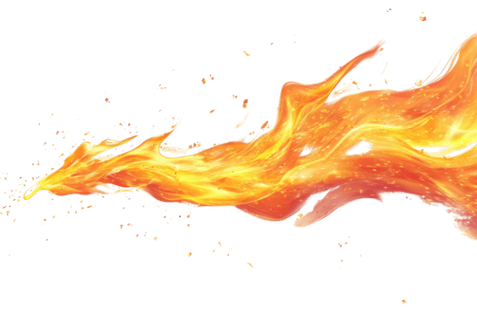 Abstract image of a blazing fire flame with vibrant colors and dynamic movement, perfect for backgrounds or creative projects. png