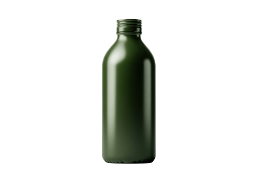 A sleek, green bottle with a minimalist design, ideal for cosmetics, skincare or essential oils packaging, isolated on a transparent background. png