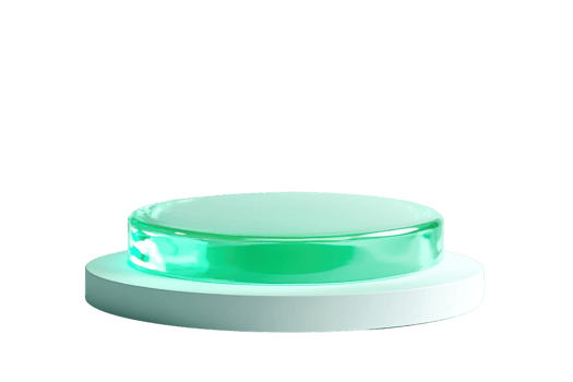 Minimalist green pedestal on white base, isolated on transparent background. Ideal for product display, branding, and advertising materials. png