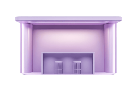 Minimalist purple theater stage with columns, perfect for digital design projects and presentations. png