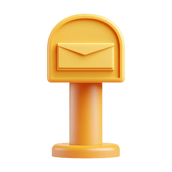 An orange mailbox with an envelope inside png